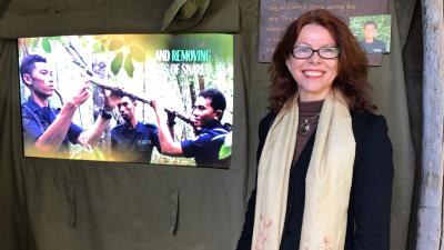 Beata at the Way Kambas video screen